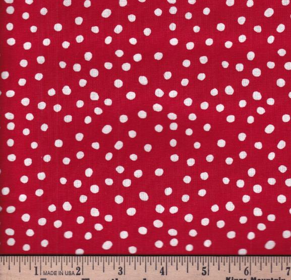 Irregular Dots Cotton Fabric -Lipstick/White 100% Cotton    Blender