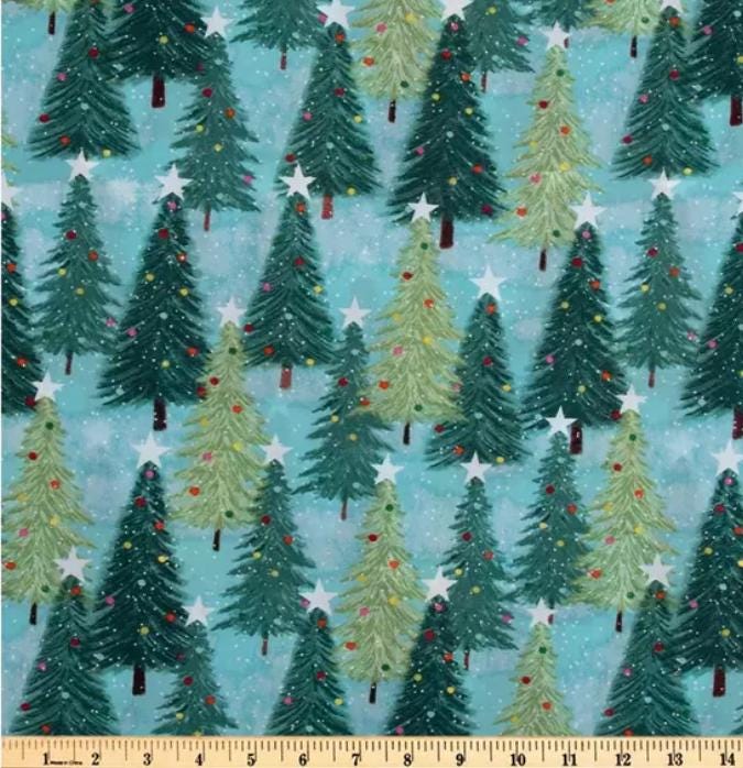 Christmas Trees Christmas Cotton Fabric Cotton Fabric- 100% Cotton -