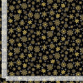 Gold Snowflakes on Black with Metallic Accent 100% Cotton Fabric- continuous cuts TT-Holiday CM3627 Black - Metallic Snowflakes