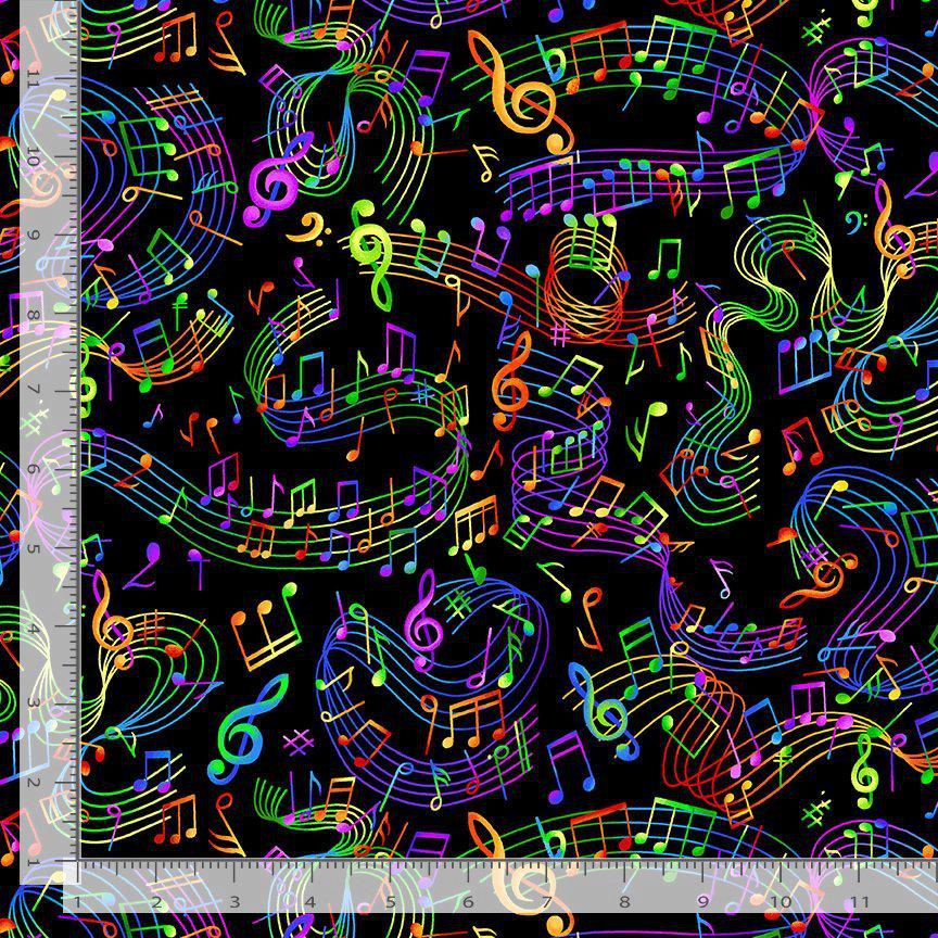 Multi Music Notes Cotton Fabric- Timeless Treasures- 100% Cotton -TT-Music CD3675 Multi - Multi Music Notes