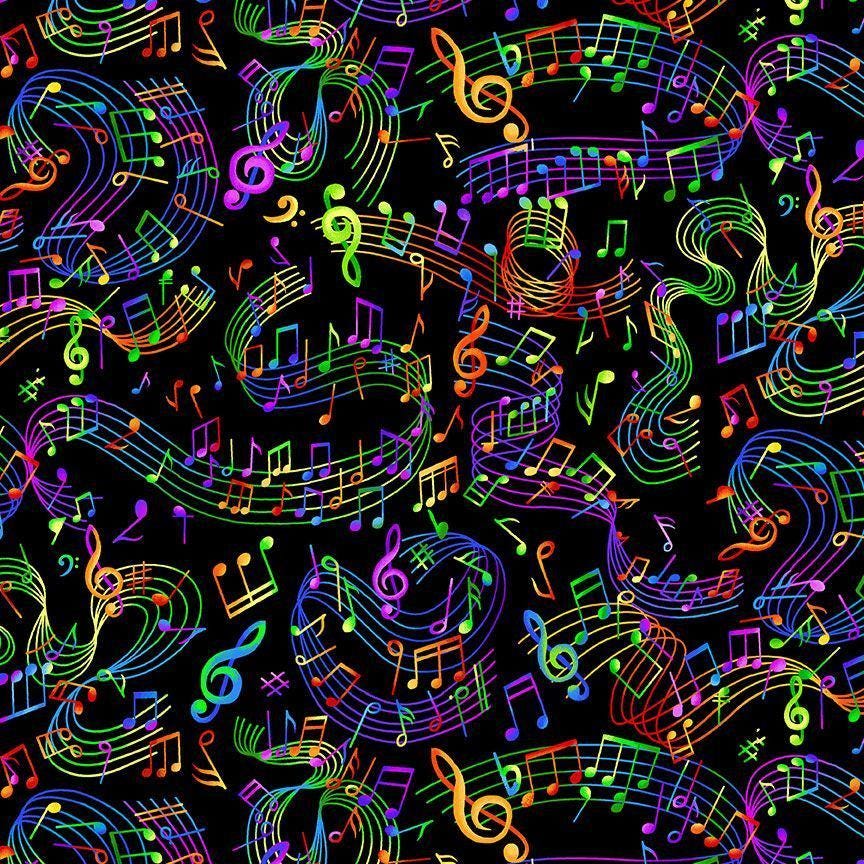 Multi Music Notes Cotton Fabric- Timeless Treasures- 100% Cotton -TT-Music CD3675 Multi - Multi Music Notes