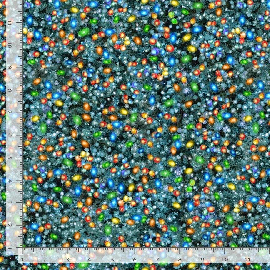 Multi Christmas lights 100% Cotton Fabric- continuous cuts  Tomeless Treasures Fabrics - DONA-CD3375