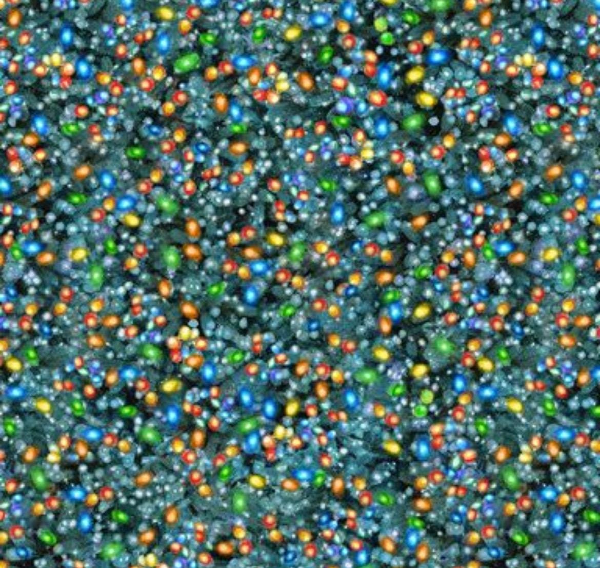 Multi Christmas lights 100% Cotton Fabric- continuous cuts  Tomeless Treasures Fabrics - DONA-CD3375