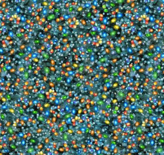 Multi Christmas lights 100% Cotton Fabric- continuous cuts  Tomeless Treasures Fabrics - DONA-CD3375