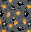 Pumpkins and Bats Halloween Fabric - Cotton Halloween Fabric 100% Cotton