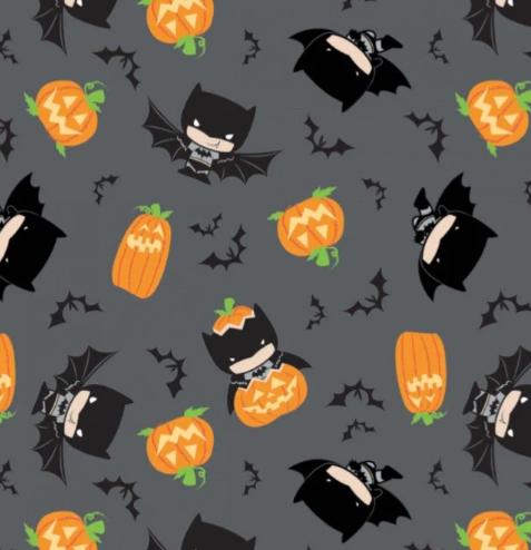 Pumpkins and Bats Halloween Fabric - Cotton Halloween Fabric 100% Cotton