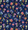 Colorful Mushrooms cotton fabric 100% Cotton - Fabric - cut to size