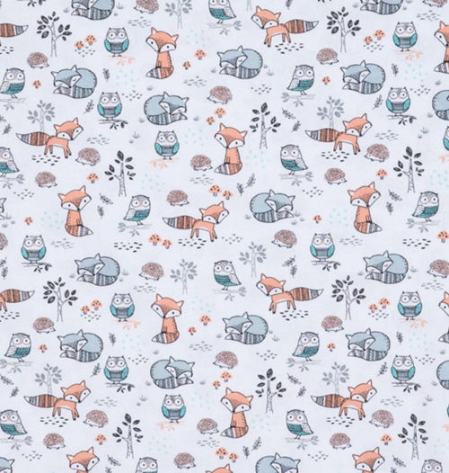 Charming Woodland Animals Cotton fabric- - 100% Cotton - Continuous cuts-
