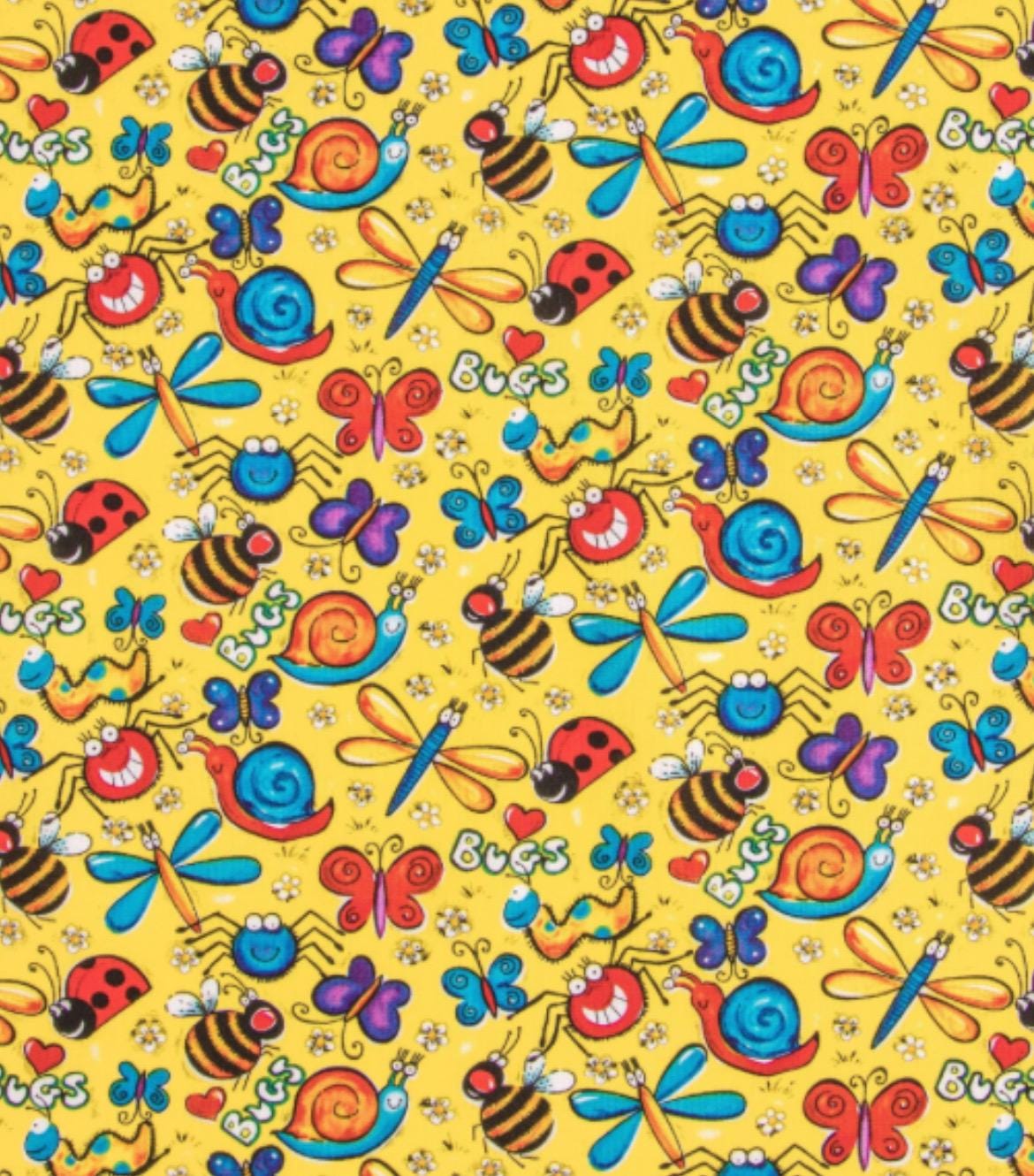 Happy Bugs 100% Cotton Fabric - Continuous Cuts
