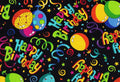 Hi Fashion Fabrics Birthday Party Cotton Fabric - Black-party -fabric100% Cotton - Happy Birthday