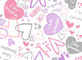 I Love Grandma Hearts Words Pink Purple on White 100% Cotton Continuous Cuts