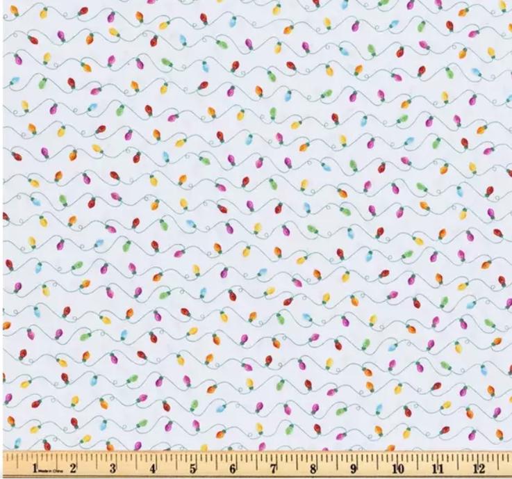 Christmas Lights Cotton fabric- 100% Cotton