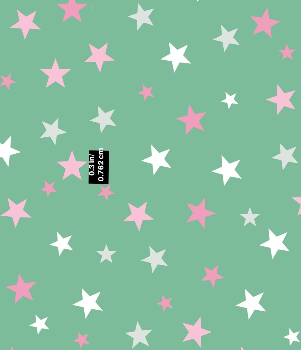 Wonderland Stars on Green 100% Cotton Fabric- continuous cuts - Drewie Pie Fabrics