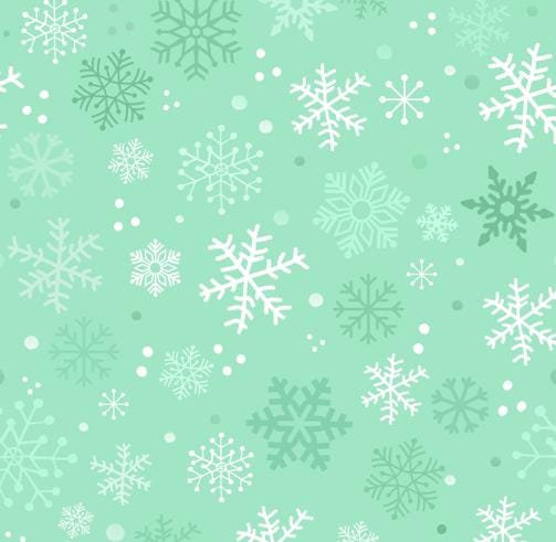 Green Snowflakes Wonderland Christmas Cotton fabric- 100% Cotton - Continuous Cuts Drewie Pie Fabrics