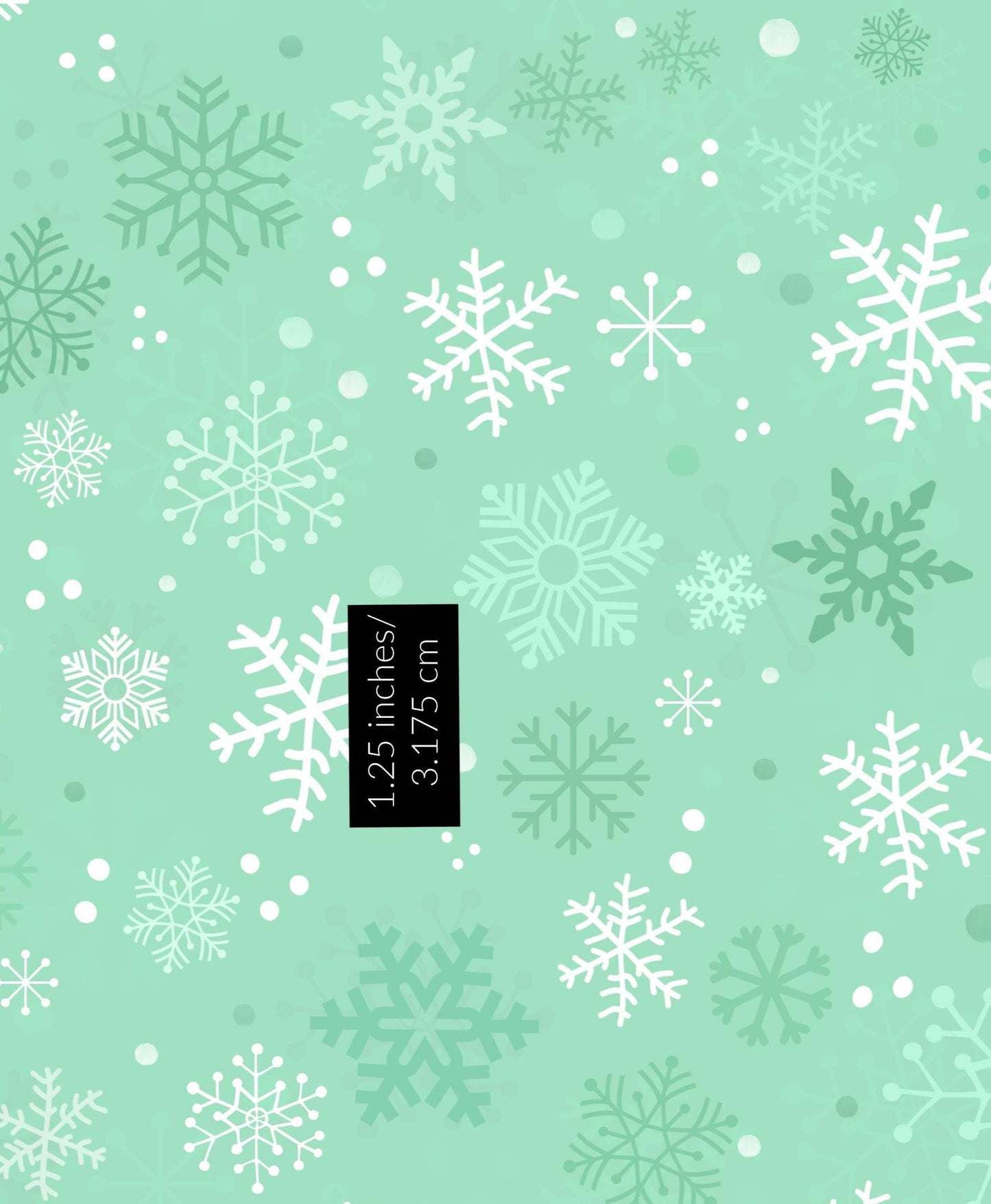 Green Snowflakes Wonderland Christmas Cotton fabric- 100% Cotton - Continuous Cuts Drewie Pie Fabrics