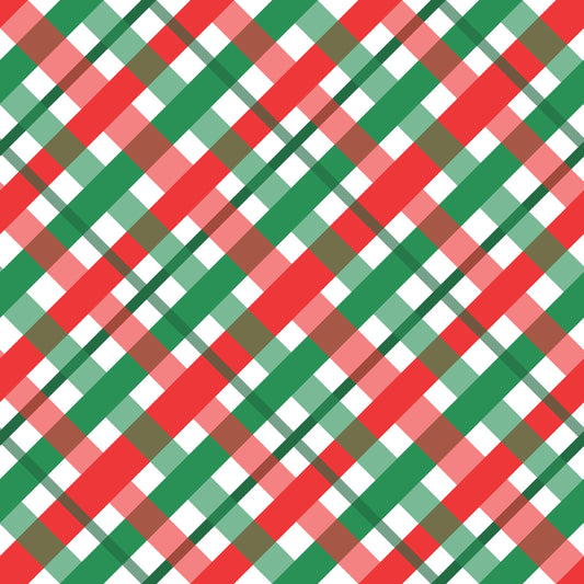Christmas Cakes Bias Plaid Cotton fabric- 100% Cotton - Continuous Cuts - Drewie Pie Fabrics