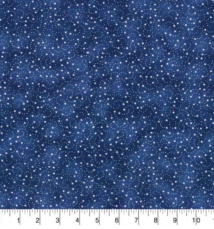 Navy Swirling Stars Cotton fabric- 100% Cotton - continuous cuts