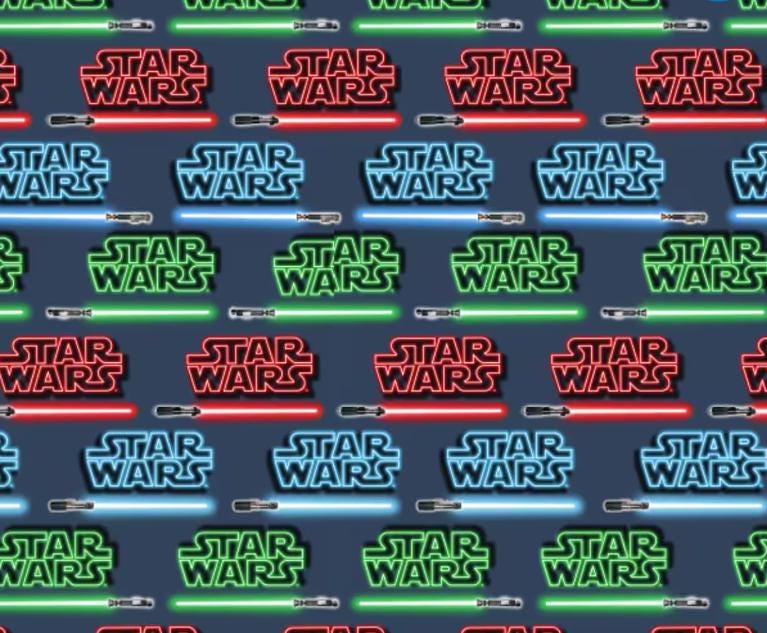 Star Wars Logo and Light Saber fabric-  100% Cotton continuous cuts Licensed Fabric