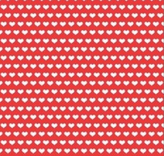 White Micro Hearts on Red Cotton fabric- Valentines Day - fat Quarters- 100% Cotton- by the yard
