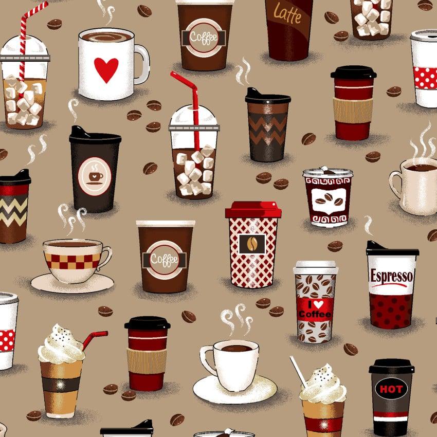 Coffee Novelty Cotton Fabric - 100% Cotton - FAT17601-T Fabric Traditions