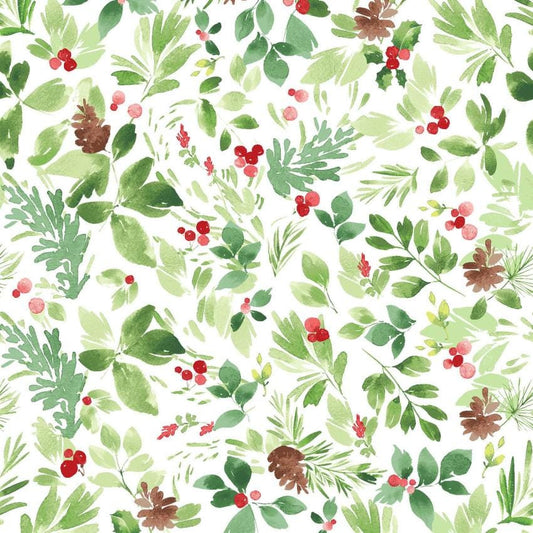 Santa Paws Foilage Christmas Fabric - 100% Cotton-CLTY4433-1 Clothworks