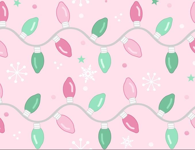 Wonderland String Lights on Pink 100% Cotton Fabric- continuous cuts - Drewie Pie Fabrics