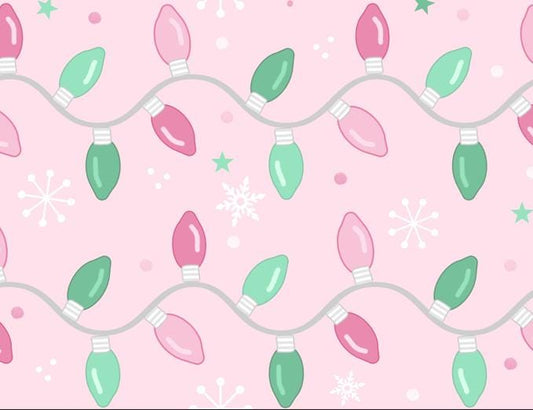 Wonderland String Lights on Pink 100% Cotton Fabric- continuous cuts - Drewie Pie Fabrics