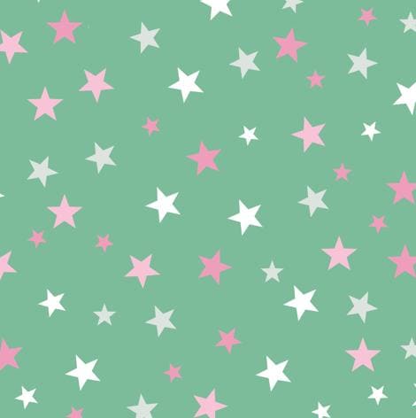 Wonderland Stars on Green 100% Cotton Fabric- continuous cuts - Drewie Pie Fabrics