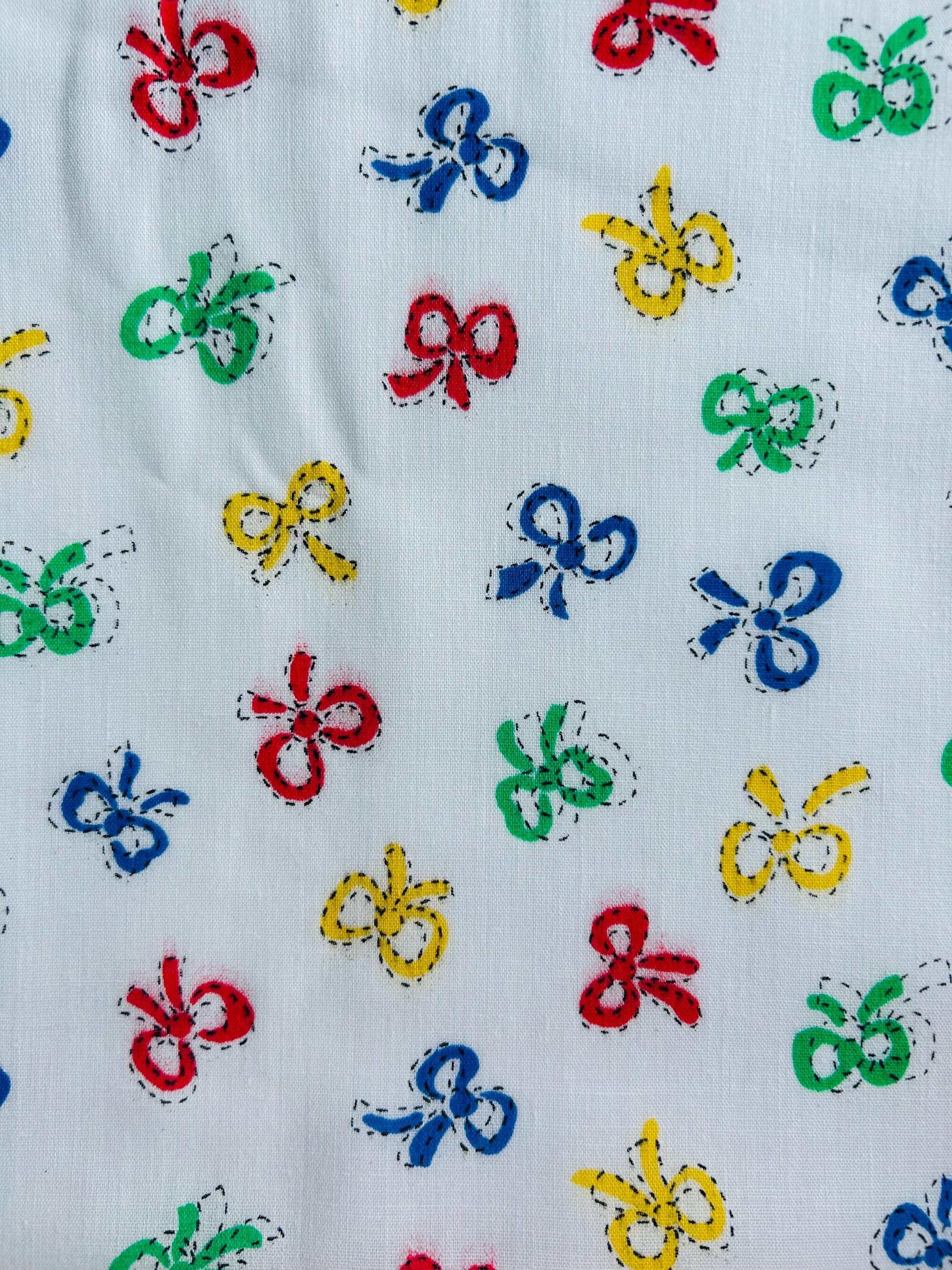 Fabric- Vintage Bows Themed 100% Cotton Fabric- Vintage
