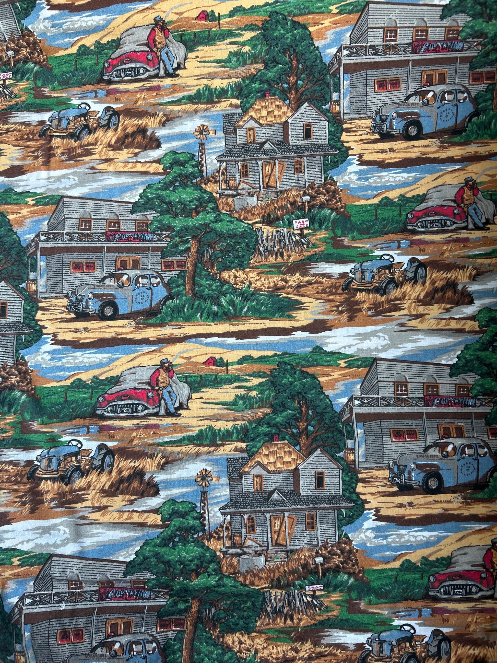 Vintage Trucks Farm for Sale cotton fabric- Multi - 100% Cotton - Planes, Trains, Trucks