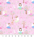 Fabric Traditions Fairies on Pink Cotton Fabric 100% Cotton -