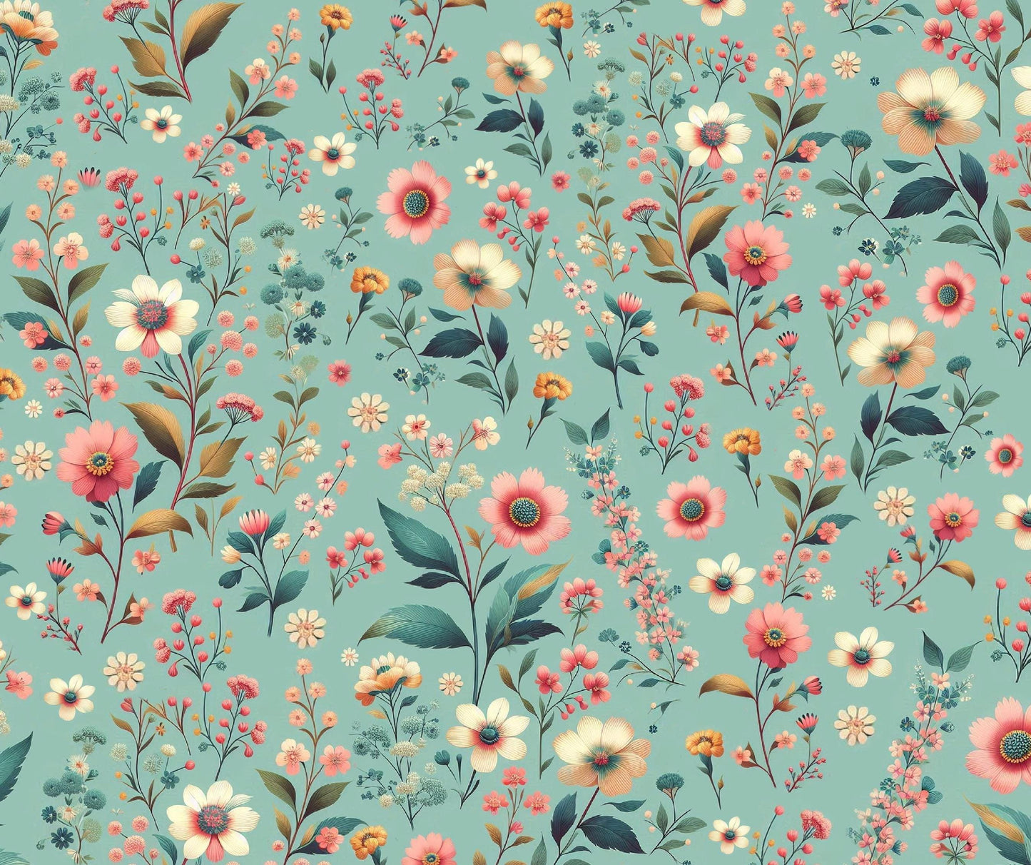 Floral Accent Silhouette 100% Cotton Fabric -Continuous Cuts