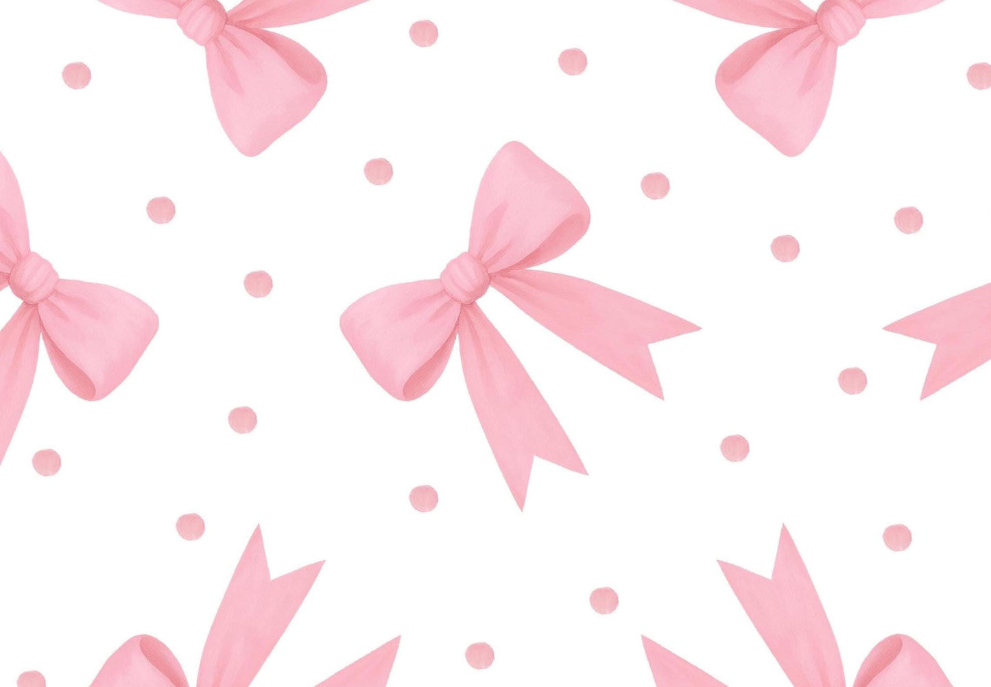 Pink Bows & Dots 100% Cotton Fabric- continuous cuts - Drewie Pie Fabrics