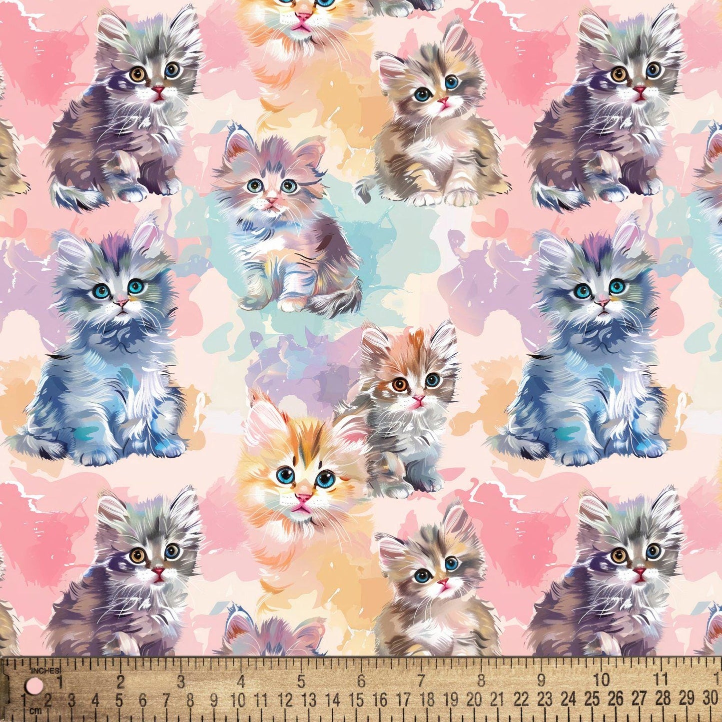 Pastel Cats Cotton Fabric - 100% Cotton- Continuous Cuts  DX-7050-5C-1 Multi - Pastel Cat