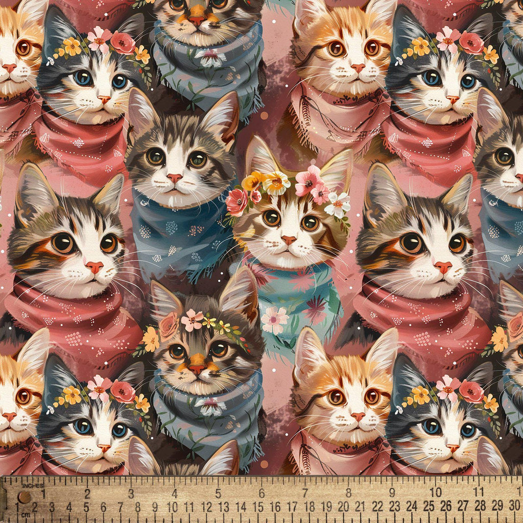 Dress Up Cats Cotton Fabric - 100% Cotton- Continuous Cuts - by the 1/4 or 1/2 yard - Fat Quarters DX-7060-5C-1 Multi - Dress Up Cats