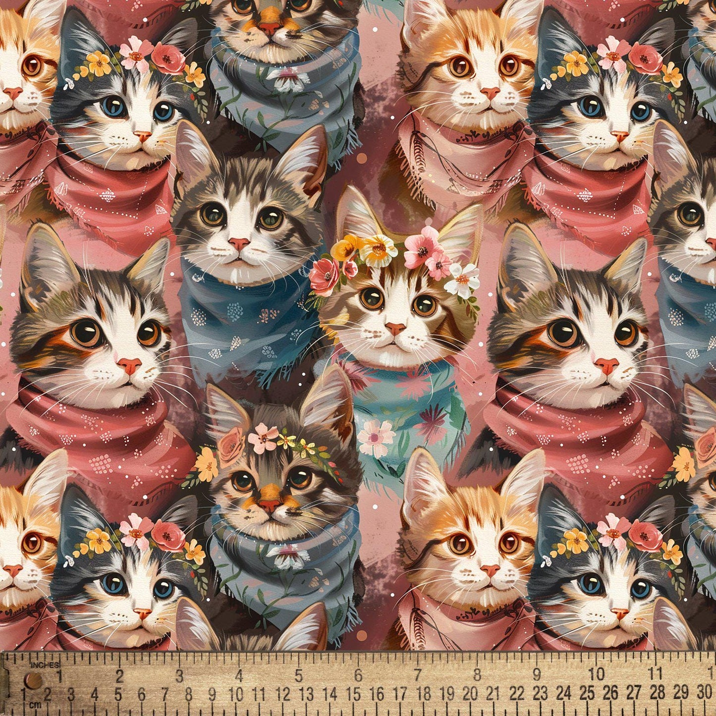 Dress Up Cats Cotton Fabric - 100% Cotton- Continuous Cuts - by the 1/4 or 1/2 yard - Fat Quarters DX-7060-5C-1 Multi - Dress Up Cats