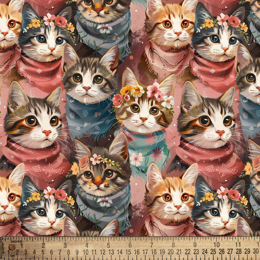 Dress Up Cats Cotton Fabric - 100% Cotton- Continuous Cuts - by the 1/4 or 1/2 yard - Fat Quarters DX-7060-5C-1 Multi - Dress Up Cats