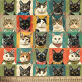 Grid Cats Cotton Fabric - 100% Cotton- Continuous Cuts - DX-7066-5C-1 Multi - Grid Cats 2