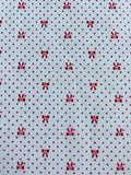 Vintage Red Bows Dots 100% Cotton Fabric- continuous cuts