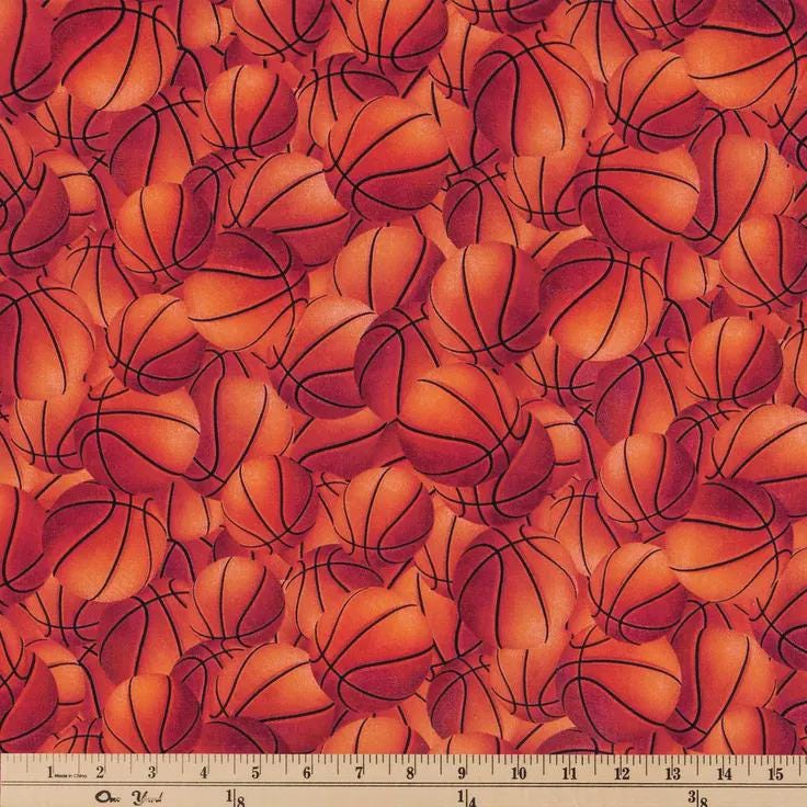 Basketball Cotton Fabric - 100% Cotton - Continuous Cuts - Fast shipping