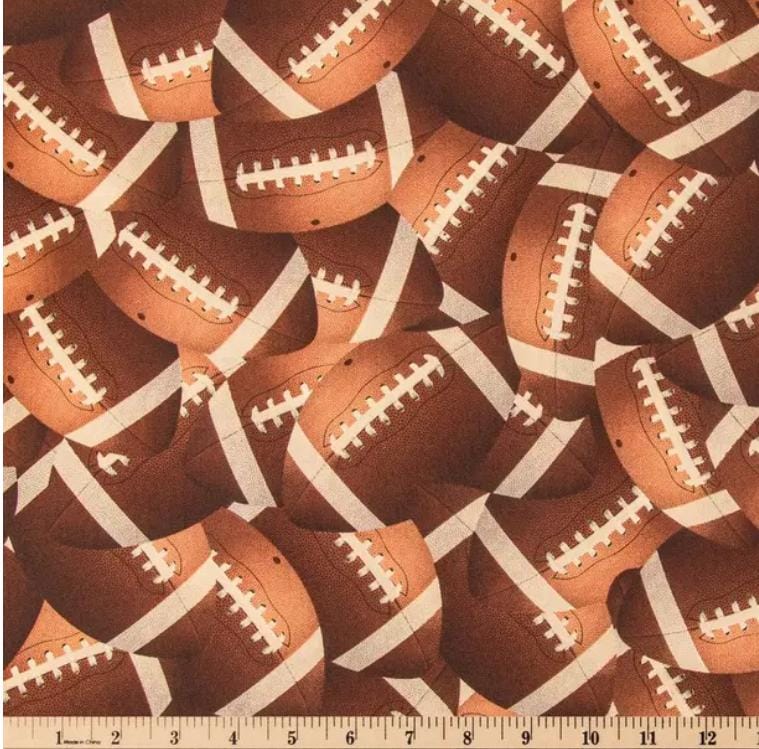 Tossed Footballs Cotton Fabric  100% Cotton - Continuous Cuts