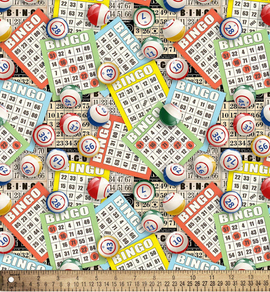 Vintage Bingo Cards Cotton Fabric 100% CottonDX 6318 4C