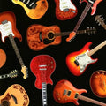 Tossed Guitars on Black Cotton Fabric - 100% Cotton Timeless Treasures WEST-CD1611