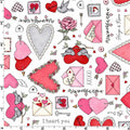 I Heart You Valentine Cotton Fabric- 100% Cotton - Continuous Cuts -MAS10760-W