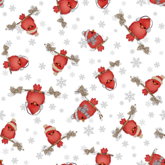 Pinecone Ridge Lodge Cardinal Cotton Fabric  100% Cotton - Fabric- continuous cuts Henry Glass 2126-08