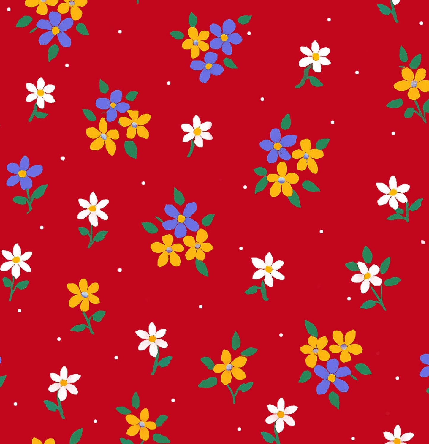 Vintage Red Floral cotton fabric  100% Cotton -continuous cuts
