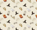 MINKY Camelot Harry Potter Icons on Cream Minky Fabric- 100% Polyester Licensed Fabric