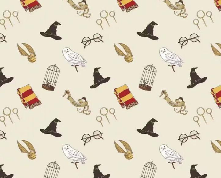 MINKY Camelot Harry Potter Icons on Cream Minky Fabric- 100% Polyester Licensed Fabric