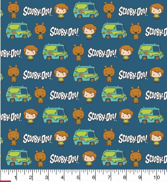 Scooby Doo  Chibi Mystery Van Character fabric 100% Cotton - Continuous cuts- Licensed Fabric