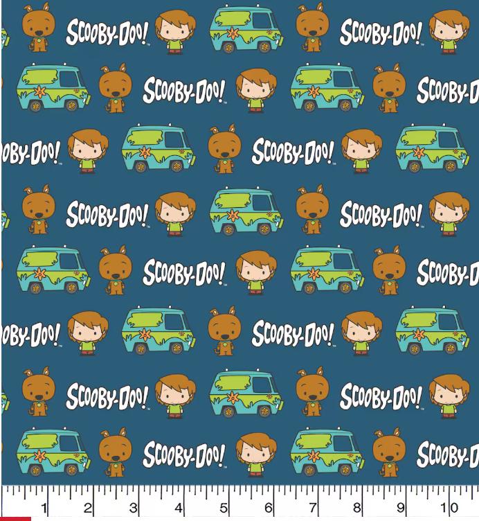 Scooby Doo Chibi Mystery Van Character fabric 100% Cotton - Continuous cuts- Licensed Fabric